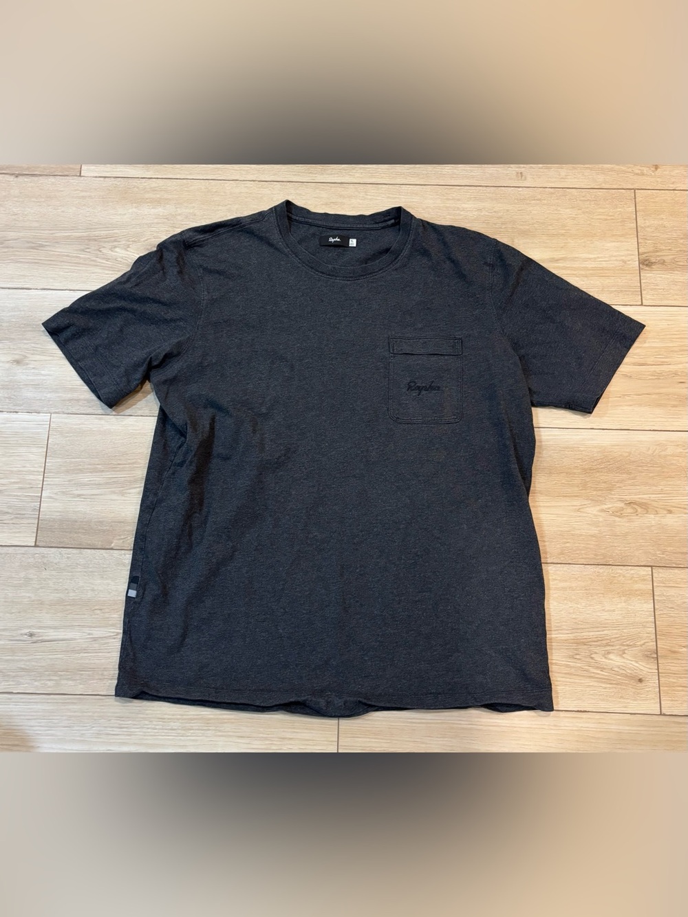Rapha Pocket T-Shirt Short Sleeve Size XL Cotton Logo Cycling Tee Black Gray